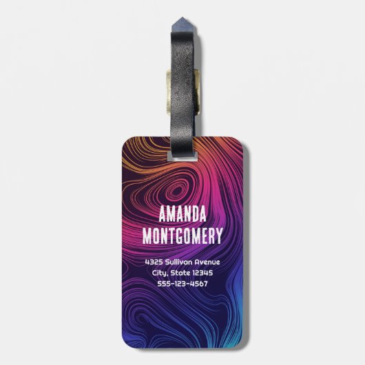 Groovy Abstrakte Wirbel und Kreise Cool Gepäckanhänger (Rückseite vertikal)