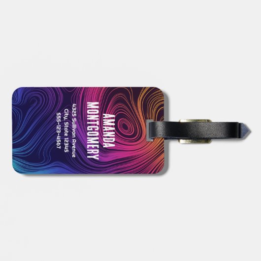 Groovy Abstrakte Wirbel und Kreise Cool Gepäckanhänger (Rückseite horizontal)