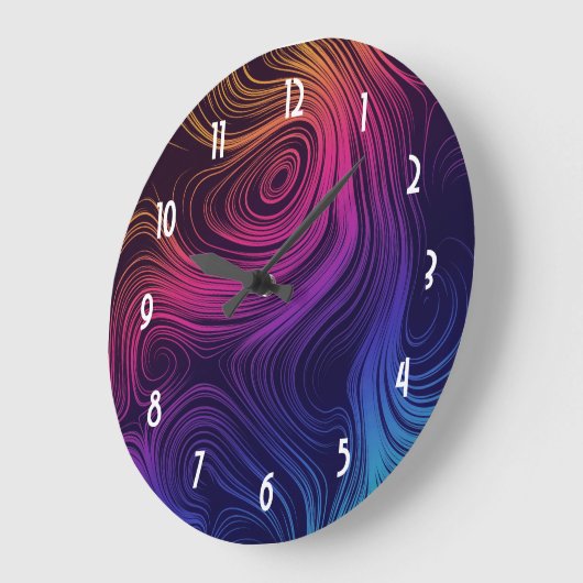 Groovy Abstrakte Wirbel und Kreise Cool Große Wanduhr (Winkel)