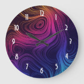 Groovy Abstrakte Wirbel und Kreise Cool Große Wanduhr (Vorderseite)