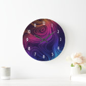 Groovy Abstrakte Wirbel und Kreise Cool Große Wanduhr (Zuhause)