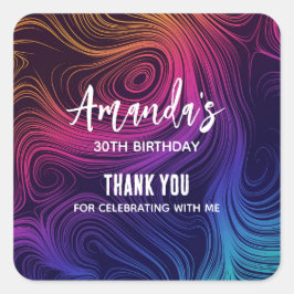 Groovy Abstrakte Wirbel und Kreise Cooles Party Quadratischer Aufkleber