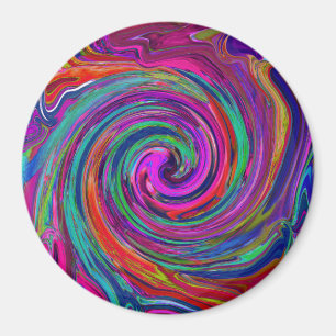 Groovy Abstrakter Retro Magenta Dunkler Regenbogen Magnet