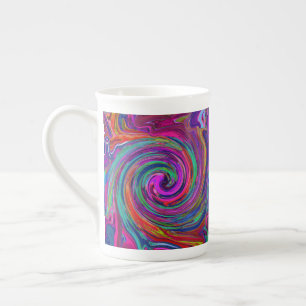 Groovy Abstrakter Retro Magenta Dunkler Regenbogen Porzellantasse
