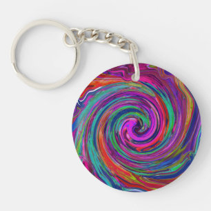 Groovy Abstrakter Retro Magenta Dunkler Regenbogen Schlüsselanhänger