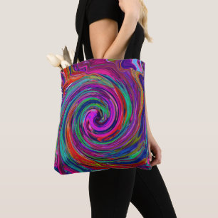 Groovy Abstrakter Retro Magenta Dunkler Regenbogen Tasche