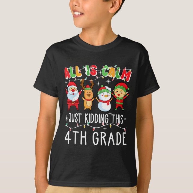 Groovy All Is Calm Just Kidding This Is 5th Grade  T-Shirt (Vorderseite)