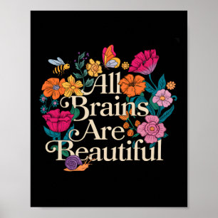 Groovy Alle Gehirne Sind Schön Floral Autismus-Bew Poster