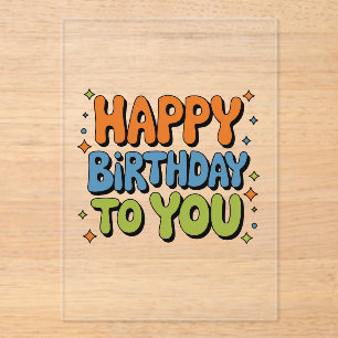 Groovy Alles Gute zum Geburtstag Acryleinladungen