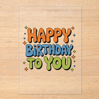 Groovy Alles Gute zum Geburtstag Acryleinladungen