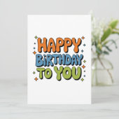 Groovy Alles Gute zum Geburtstag Einladung (Stehend Vorderseite)