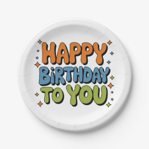Groovy Alles Gute zum Geburtstag Pappteller
