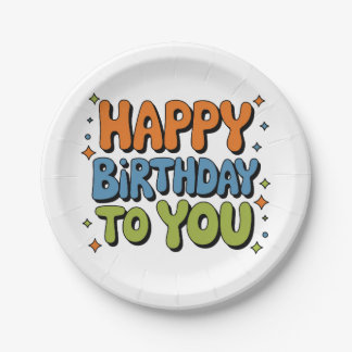 Groovy Alles Gute zum Geburtstag Pappteller