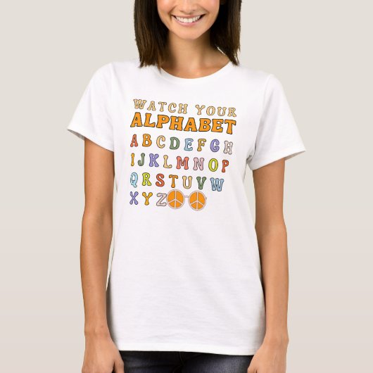 Groovy Alphabet Letters T-Shirt (Vorderseite)