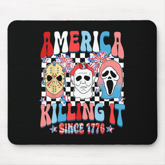 Groovy America Killing It Seit 1776 Horror 4. Juli Mousepad (Vorne)