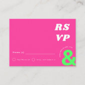 Groovy Ampersand Retro Hot Pink Wedding RSVP Card Begleitkarte (Vorderseite)