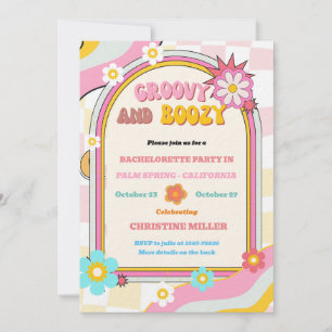 Groovy and Boozy Bachelorette Wochenendreise Einladung
