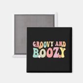 Groovy and Boozy Bride Squad Matching Bachelorette Magnet (Vorderseite/Rückseite)