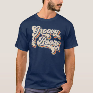 Groovy and Boozy Retro Wedding Bride Bachelorette T-Shirt