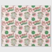 Groovy and Bright Pink and Green Retro Holiday Geschenkpapier (Flach)