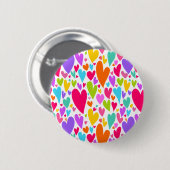 Groovy and Romantic Colorful Hearts Valentine Button (Vorne & Hinten)