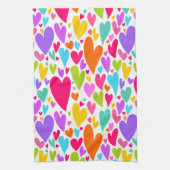 Groovy and Romantic Colorful Hearts Valentine Handtuch (Vertikal)
