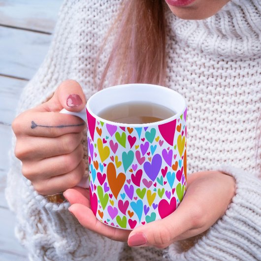 Groovy and Romantic Colorful Hearts Valentine Kaffeetasse