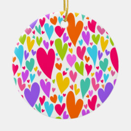 Groovy and Romantic Colorful Hearts Valentine Keramikornament