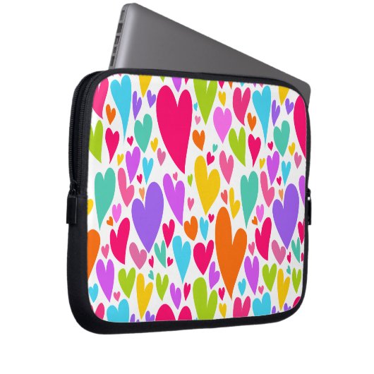 Groovy and Romantic Colorful Hearts Valentine Laptopschutzhülle (Vorne Rechts)
