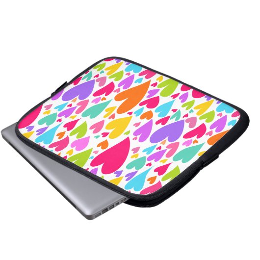 Groovy and Romantic Colorful Hearts Valentine Laptopschutzhülle (Vorne Knopf)