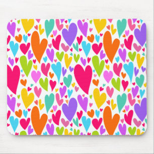 Groovy and Romantic Colorful Hearts Valentine Mousepad