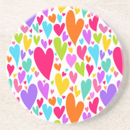Groovy and Romantic Colorful Hearts Valentine Sandstein Untersetzer