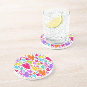 Groovy and Romantic Colorful Hearts Valentine Sandstein Untersetzer (Seite)