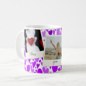 Groovy and Romantic Lila Hearts Valentine Foto Kaffeetasse (Vorderseite Links)
