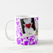 Groovy and Romantic Lila Hearts Valentine Foto Kaffeetasse (Links)