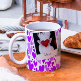 Groovy and Romantic Lila Hearts Valentine Foto Kaffeetasse