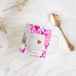 Groovy and Romantic Pink Hearts Valentine Foto Kaffeetasse