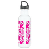 Groovy and Romantic Pink Hearts Valentinstag Edelstahlflasche (Rückseite)