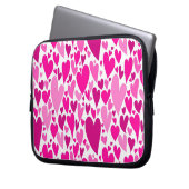 Groovy and Romantic Pink Hearts Valentinstag Laptopschutzhülle (Vorderseite Links)