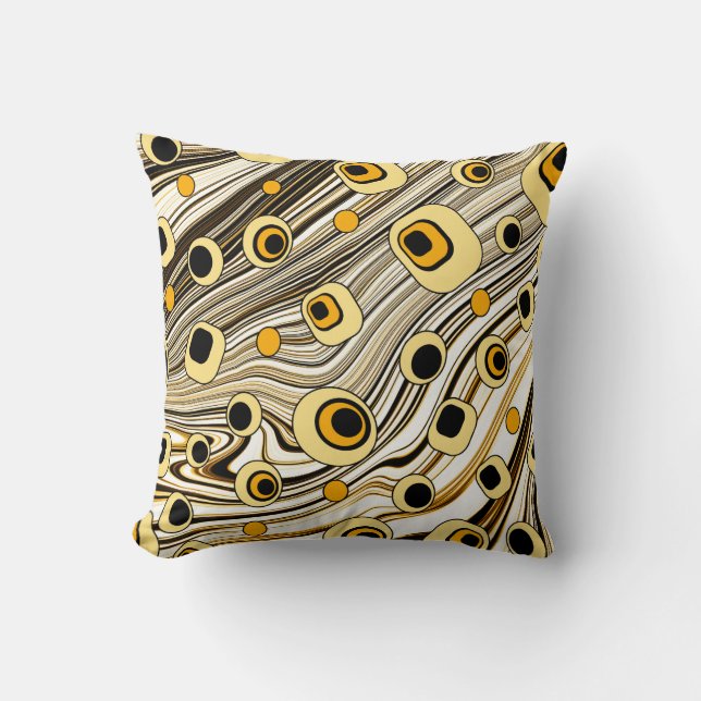 Groovy and Wavy Retro Style Black and Yellow Kissen (Vorderseite)