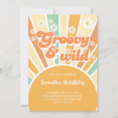 Groovy and wild Retro sun Kindergeburtstag Einladung (Vorderseite)