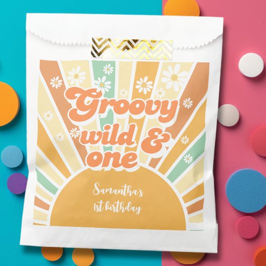 Groovy and wild Retro sun Kindergeburtstag Geschenktütchen