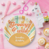 Groovy and wild Retro sun Kindergeburtstag Pappteller (Party)