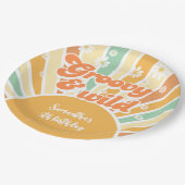 Groovy and wild Retro sun Kindergeburtstag Pappteller (Schrägansicht)