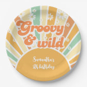 Groovy and wild Retro sun Kindergeburtstag Pappteller (Vorderseite)