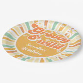 Groovy and wild Retro sun Kindergeburtstag Pappteller (Schrägansicht)