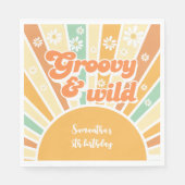 Groovy and wild Retro sun Kindergeburtstag Serviette (Vorderseite)