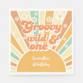 Groovy and wild Retro sun Kindergeburtstag Serviette (Vorderseite)