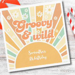 Groovy and wild Retro sun Kindergeburtstag Serviette