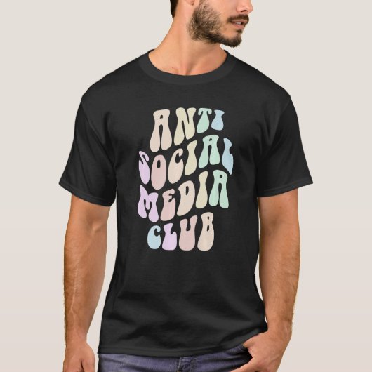Groovy ANTI SOCIAL MEDIA CLUB Retro Introvertierte T-Shirt (Vorderseite)